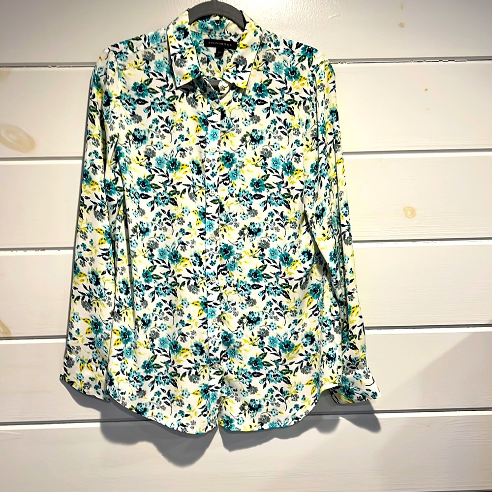 Banana Republic Floral Blouse - Blue and Yellow
